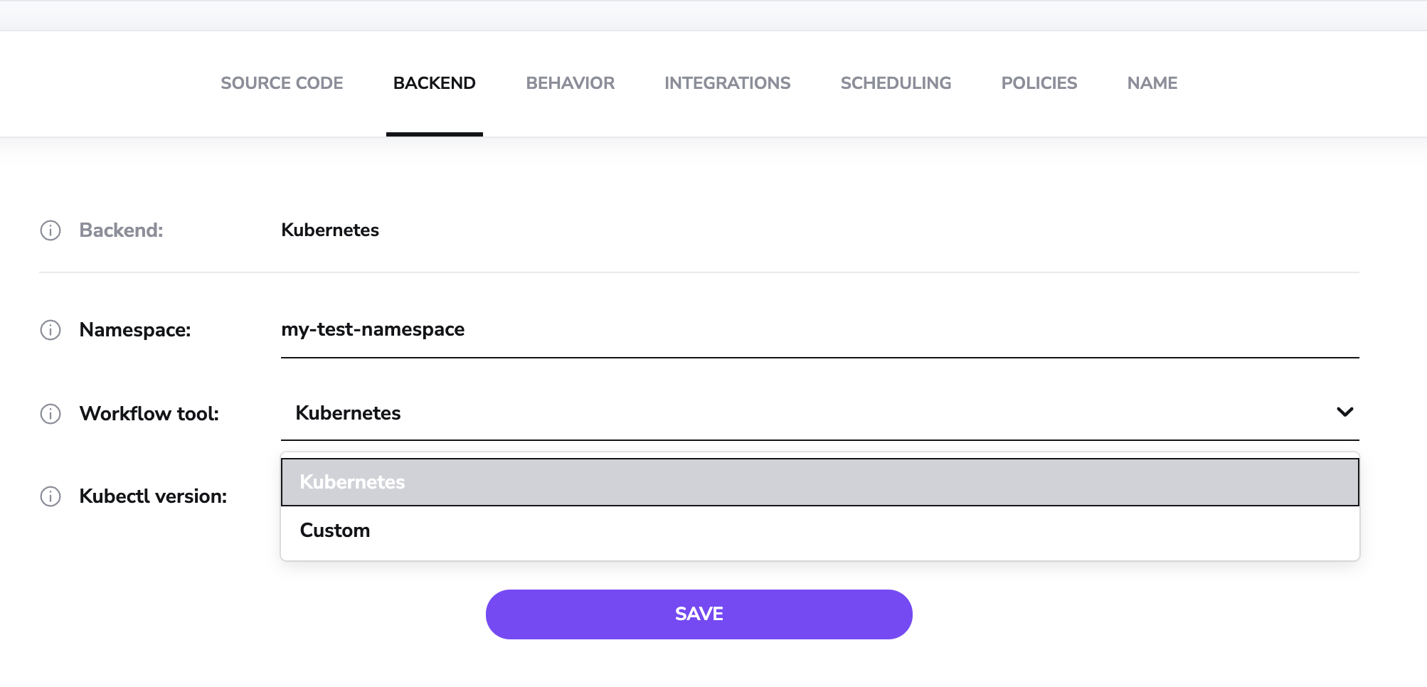 Workflow tool Stack setting